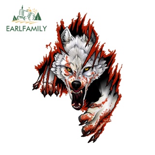 Earlfamily สติกเกอร์กันน้ํา ลายสัตว์หมาป่า 13 ซม. x 9.0 ซม. สําหรับติดตกแต่งประตูรถยนต์ แล็ปท็อป หน้าต่าง กันรอยขีดข่วน