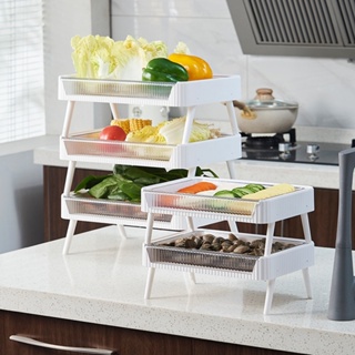 multi-level Kitchen Shelf Creative Kitchen Vegetable Transparent Side Dish Rack Pot Drain  Basket Kitchen Storage Sundri
