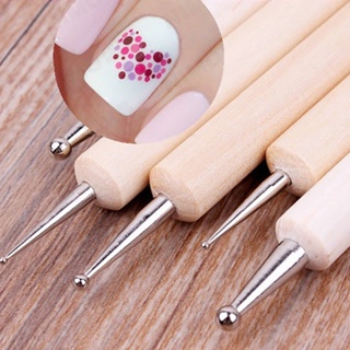 【AG】5Pcs/Set Pro 2-Way Wooden Nail Dotting Dot Pen DIY Manicure Tools