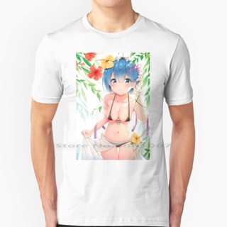 [S-5XL]Rem Re : Zero Sexy V2 T Shirt 100% Cotton Rem Waifu Rem Re Zero Rezero Hot Anime Bikini Thighs Highs Swimsui_46