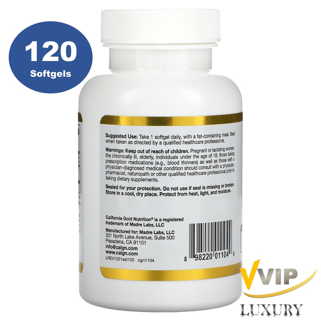 ภาพสินค้าCalifornia Gold Nutrition Astaxanthin 12 mg pure icelandic Astraxanthin 30/120 softgels จากร้าน vvipluxury บน Shopee ภาพที่ 6