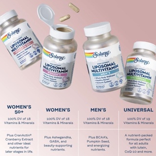 New 🇺🇸Solaray, High Potency Mens &amp; Womens &amp; Womens 50+ Liposomal Multivitamin, Universal 120 VegCaps