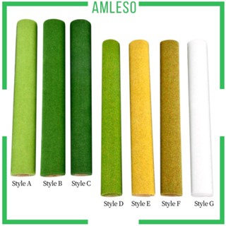 [Amleso] โมเดลประดิษฐ์หญ้ารถไฟทิวทัศน์เค้าโครงจำลองสนามหญ้าตกแต่ง DIY 35*100 ซม. เสื่อหญ้าภูมิทัศน์สำหรับโมเดลรถไฟอาคารกระดาษ