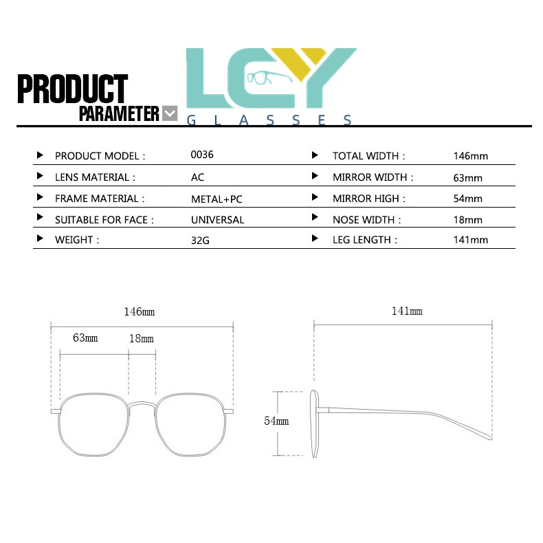 ภาพหน้าปกสินค้าLcyy2023 ใหม่ แว่นตากันแดด ระดับสูง แฟชั่นสไตล์เกาหลี 0036 จากร้าน yangyang888.th บน Shopee