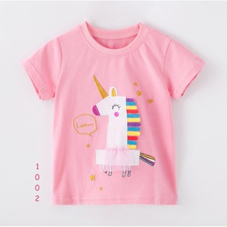 TSG-1002 เสื้อยืดเด็กผู้หญิง สีชมพู ลายม้า