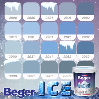 Beger สีฟ้า คราม ขนาด 3 ลิตร Beger ICE สีทาภายนอกและใน เช็ดล้างได้ กันร้อนเยี่ยม เบเยอร์ ไอซ์