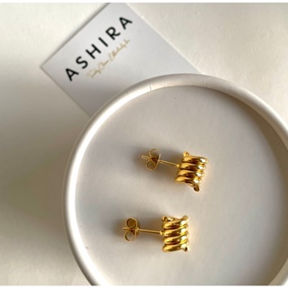 𝐴𝑆𝐻𝐼𝑅𝐴 (18k gold plated) spiral shaped stud earrings minimal earrings ต่างหูมินิมอล ต่างหูเก๋ ต่าวหูสายฝอ ต่างหูสแตนเลส