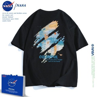 ✘∏℡เสื้อยืดแขนสั้นพิมพ์ลายร่วมอย่างเป็นทางการของ NASA สำหรับผู้ชายและผู้หญิงฤดูร้อนปี 2022 ใหม่แบรนด์น้ำหลวมคู่ครึ่_30