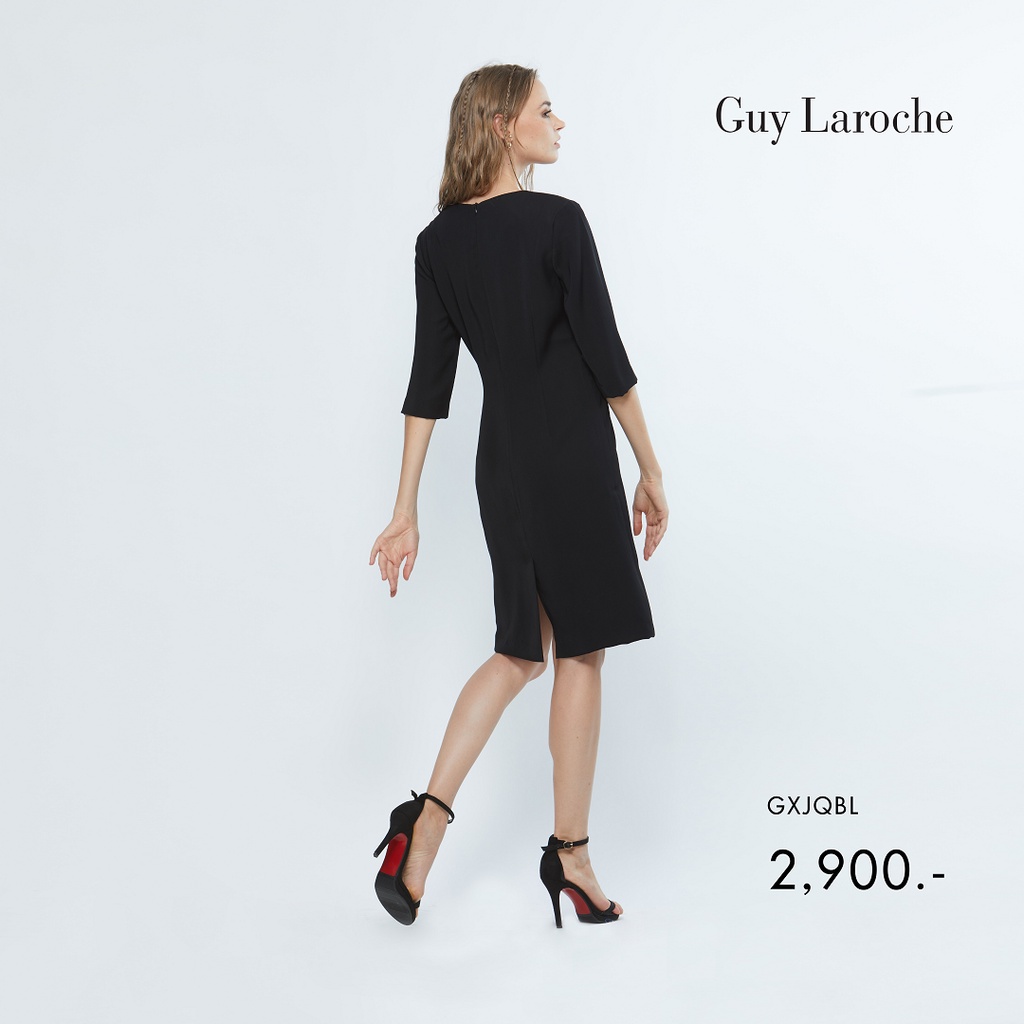 guy-laroche-ชุดเดรส-curvy-dress-basic-แซกสีดำ-แขนสามส่วน-gxjqbl