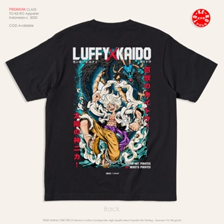 ☺♣▶เสื้อยืด ลายการ์ตูนอนิเมะ One Piece Luffy Gear 5 Sun God Nika VS Kaido Saiky ღ no Seibutsu สีดํา_16