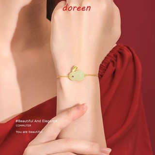 Doreen 2023 สร้อยข้อมือหยก รูปกระต่าย เครื่องประดับแฟชั่น