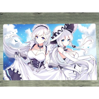 Yugioh Playmat Azur Lane Illustrious &amp; Belfast แผ่นรองคลาน ลายอนิเมะเด็กผู้หญิง TCG CCG + กระเป๋าเสื่อ