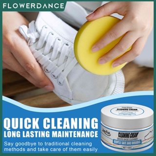 สีขาวรองเท้ากีฬาทำความสะอาดครีมรองเท้าอเนกประสงค์ไวท์เทนนิ่ง Decontaminate เจลทำความสะอาดสำหรับรองเท้าสีขาวที่มีประสิทธิภาพลบ Flowerdance