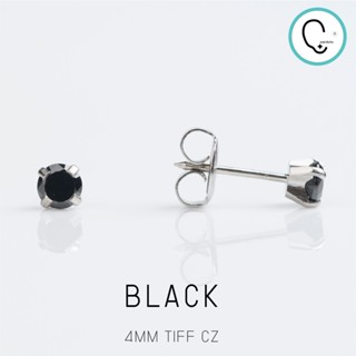 (สำหรับเจาะ Sterile)BLACK CZ 4MM ก้านสีเงิน ปลอดภัย 100%_STD039