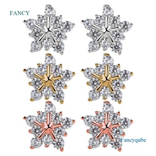 Fancyqube ต่างหูสตั๊ด รูปเกล็ดหิมะ คริสต์มาส ประดับเพทาย คริสตัล แวววาว เครื่องประดับแฟชั่น สําหรับผู้หญิง
