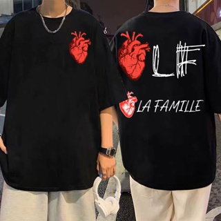 ถูกที่สุด T Shirt Album PNL French Rap T-shirt The Family Hip Hop Men Women New Tshirt Lf La Tamille Heart Tees Tops