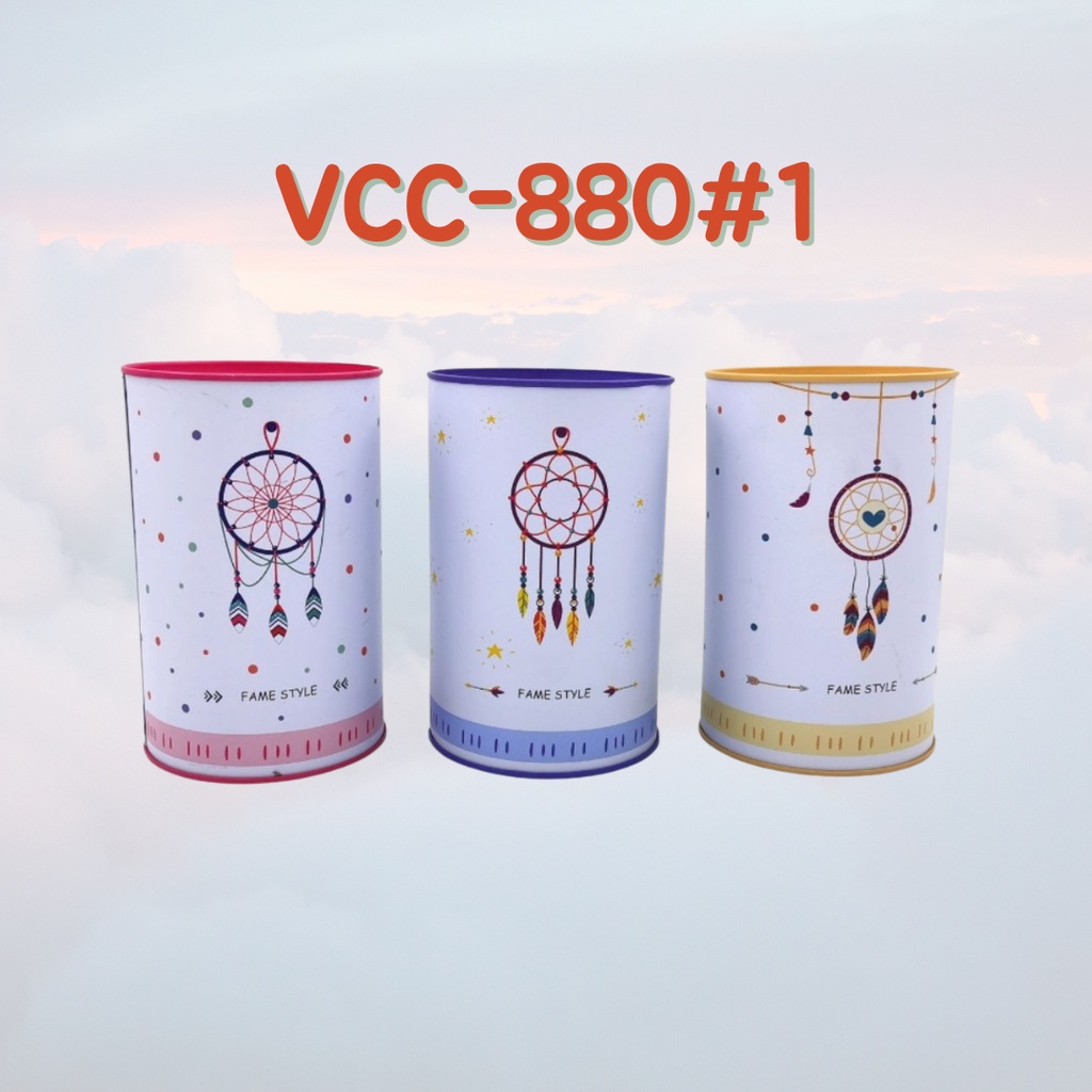 รูปภาพสินค้าแรกของกระปุกออมสิน สังกะสีเคลือบ คละลาย ทรงกระบอก (เรียว) vcc-880