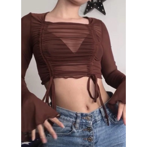 ส่งต่อเสื้อcroptop-ซีทรูสีน้ำตาลค่า