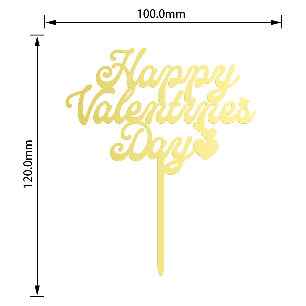ป้ายอะคริลิค-happy-valentines-day-สีทอง-สําหรับตกแต่งเค้ก-10-ชิ้น