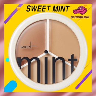 [สินค้าพร้อมส่งจากไทย🇹🇭จัดส่งเร็ว] คอลซิลเลอร์ sweet mint ของแท้ ตลับเดียว 3 เฉดสี ปกปิดดีเยี่ยม กันน้ำกันเหงื่อ รองพื้น