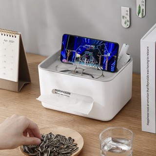 Tissue Boxes With Phone Holder Multifunctional Tissue Cover Napkin Holder Home Remote Control Storage Wipes Case Desk Or