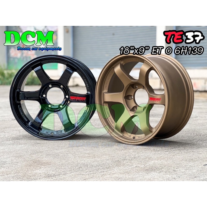 te37-suv-18x9-et0-4วง-ล้อแม็กใหม่-สีน้ำตาล-สีดำเงา-เลเซอร์หยอดแดง-งานดี-งานสวย-แข็งแรง-แถมฟรีจุ๊ปลมแต่ง4ตัว