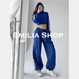 EMILIA SHOP กางเกงขายาว กางเกงเอวสูง สบายสไตล์y2k 2023 ใหม่TN220228
