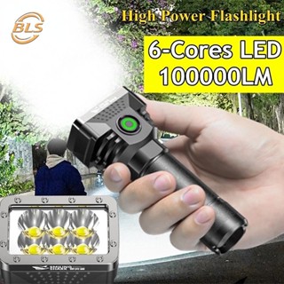 ไฟฉาย LED 6 ดวง ขนาดเล็ก 4 โหมด ความสว่างสูง ชาร์จไฟได้ สําหรับตั้งแคมป์ ฉุกเฉิน กลางแจ้ง