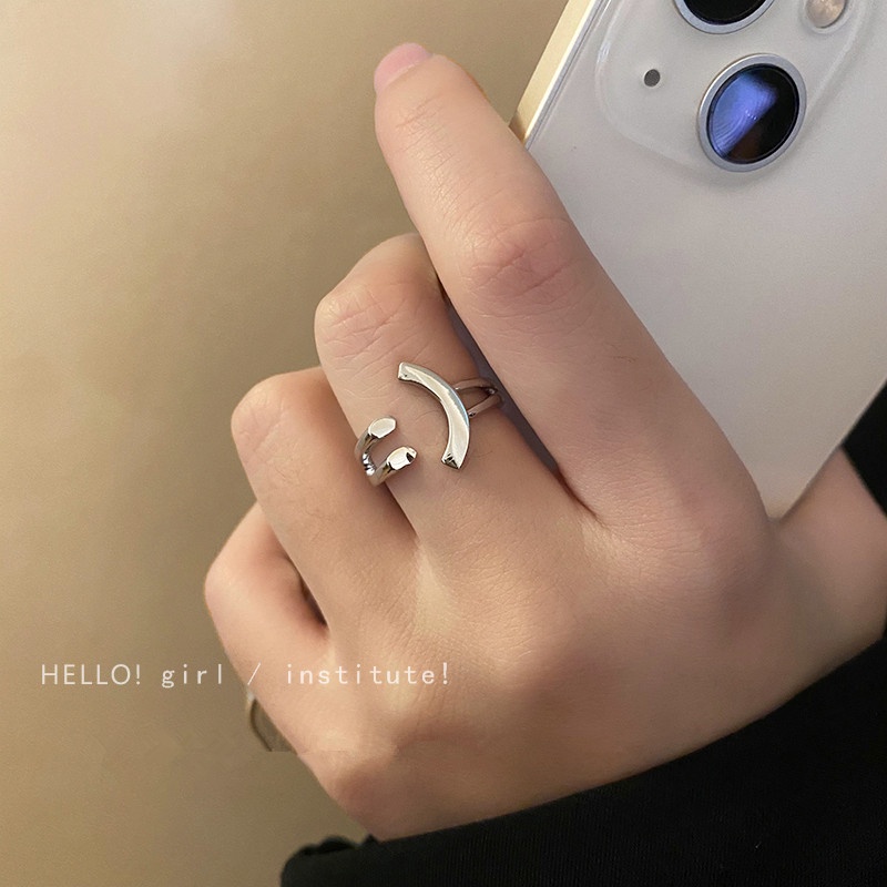 fantastic789-แหวนเหล็กไทเทเนียม-รูปหน้ายิ้ม-สไตล์เกาหลี-มินิมอล-เครื่องประดับ-สําหรับผู้หญิง-และผู้ชาย