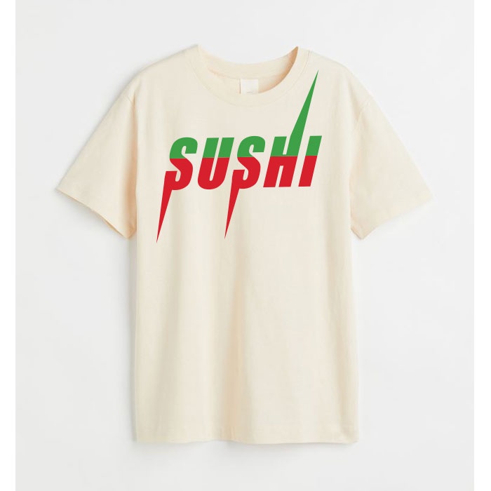 sushi-brand-name-t-shirt-funny-เสื้อยืด-คอกลม-ซูชิ-แบรนดเนม-หรู-ผ้า-cotton-100-แฟชั่น-สตรีท