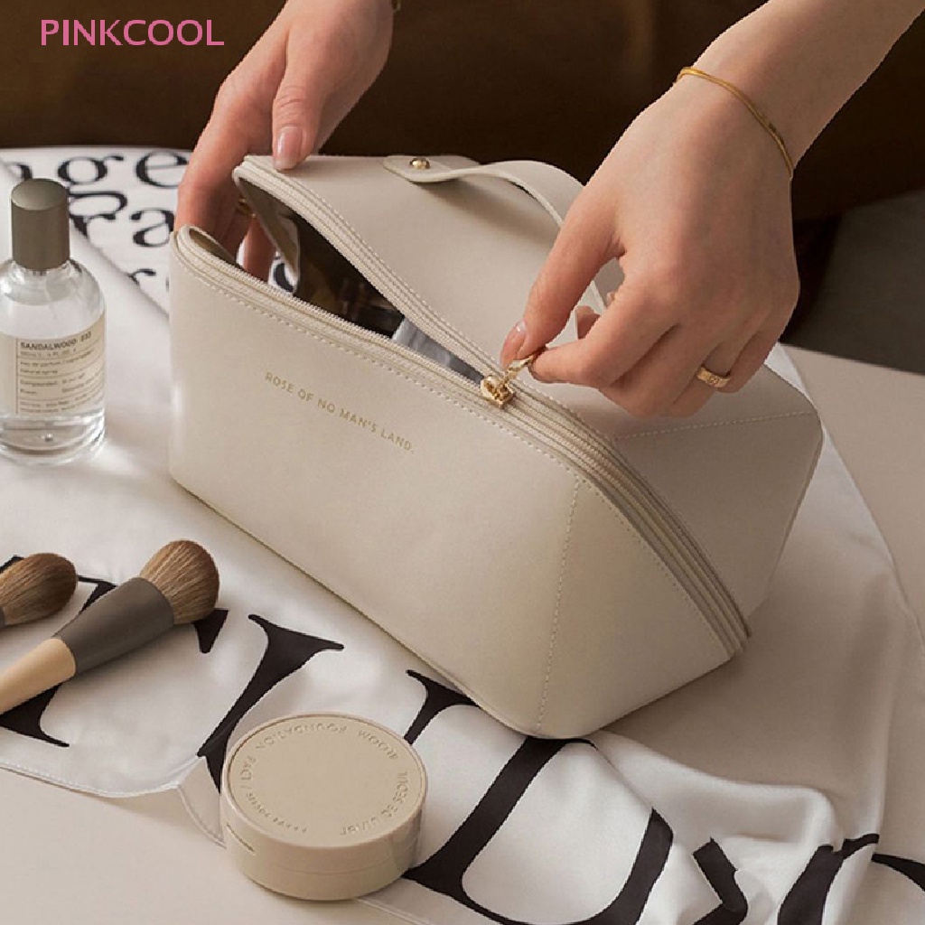 pinkcool-กระเป๋าเครื่องสําอาง-กระเป๋าหนัง-ขนาดใหญ่-สําหรับผู้หญิง-ขายดี