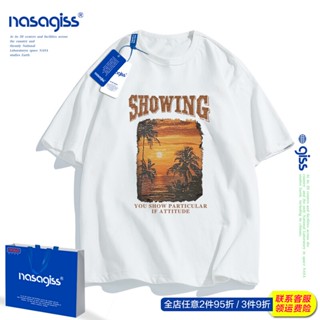 NASA joint เสื้อยืดแขนสั้นผู้หญิงฤดูร้อนยุโรปและอเมริกา street tide แบรนด์ด้านหน้าไหล่หลวมผ้าฝ้ายคู่ topsเสื้อยืดแบ_29