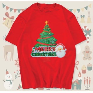 🔥มาใหม่ เสื้อคริสต์มาส 🔥Merry Christmas ผ้า COTTON 100% สีแดง สีเขียว