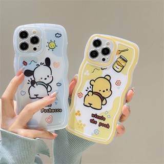 เคส iPhone 14 13 12 11 Pro X XR XS Max 8 7 Plus iPhone8 iPhone7 iPhone14 iPhone13 iPhone12 iPhone11 Transparent Wave Frame Dog Bear Soft Case