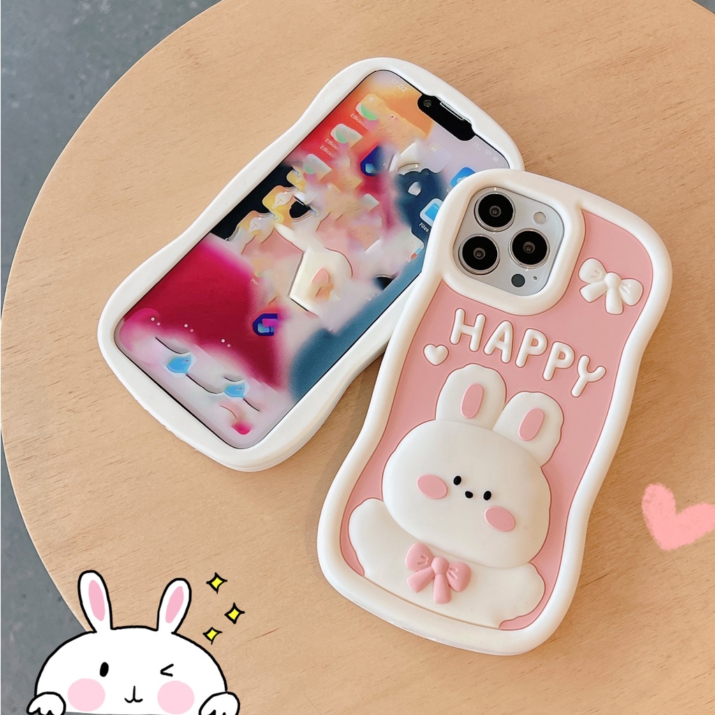 ใหม่-เคสโทรศัพท์มือถือ-ซิลิโคน-กันกระแทก-ลายกระต่าย-สีชมพู-พร้อมสายคล้องข้อมือ-สําหรับ-iphone-11-12-13-14-series