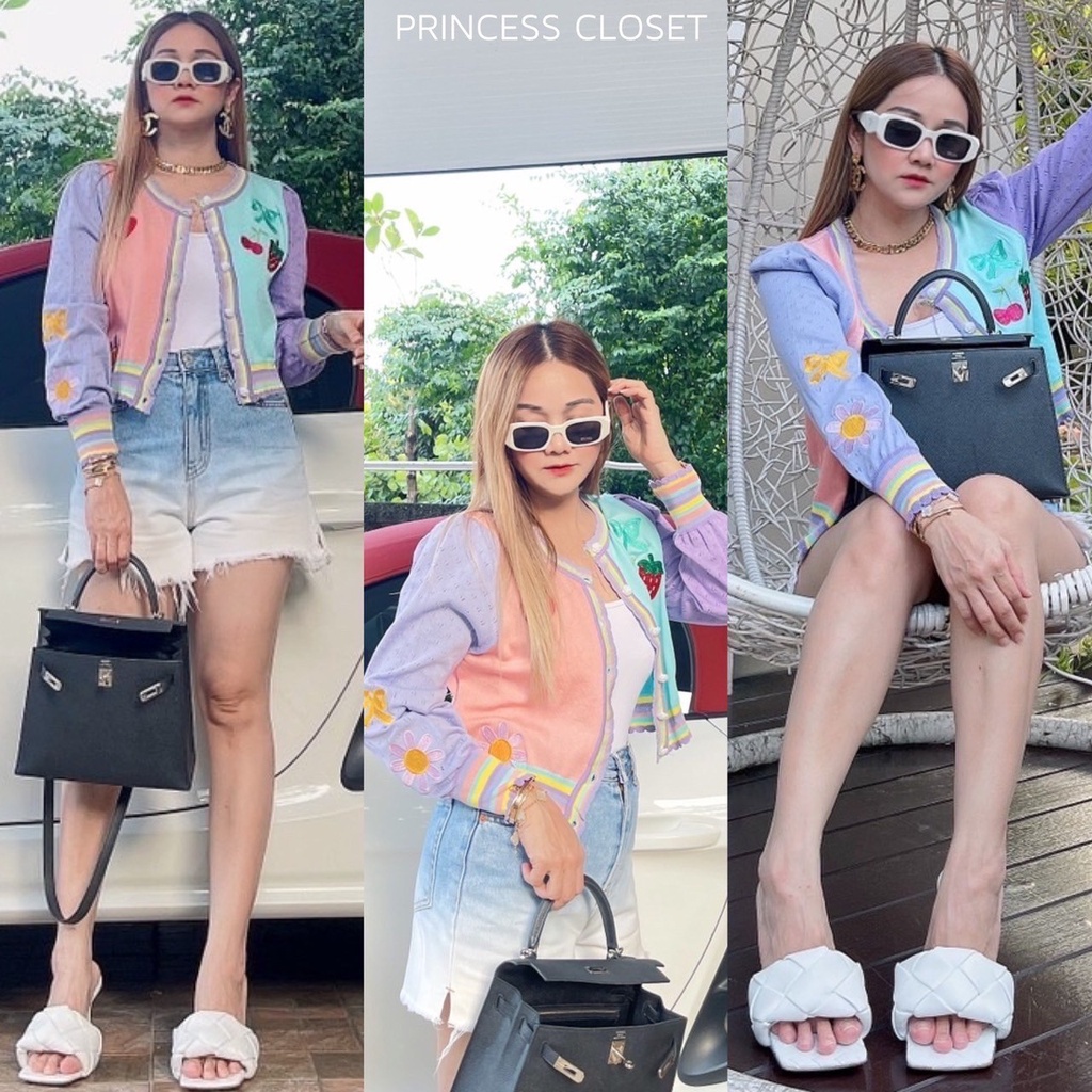 bybeyond เสื้อคลุมคาร์ดิแกน ไหมพรมคอกลม ปักหัวใจ ดอกไม้ สตอเบอร์รี่ ...