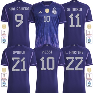 เสื้อกีฬาแขนสั้น ลายทีมชาติฟุตบอล Argentina 2022-23 ชุดเยือน ไซซ์ S-4XL 22-23