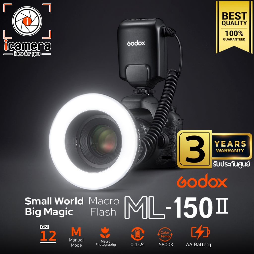 Godox Flash ML150 II Macro Ring Flash ( Manual ) GN12 AA Battery รับ