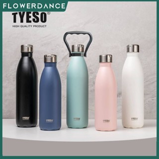 Original Tyeso Thermos Tumbler ฉนวนขวดสูญญากาศสแตนเลสถ้วยสูญญากาศกีฬากลางแจ้งขวดน้ำ Handle 750Ml ดอกไม้ Dance