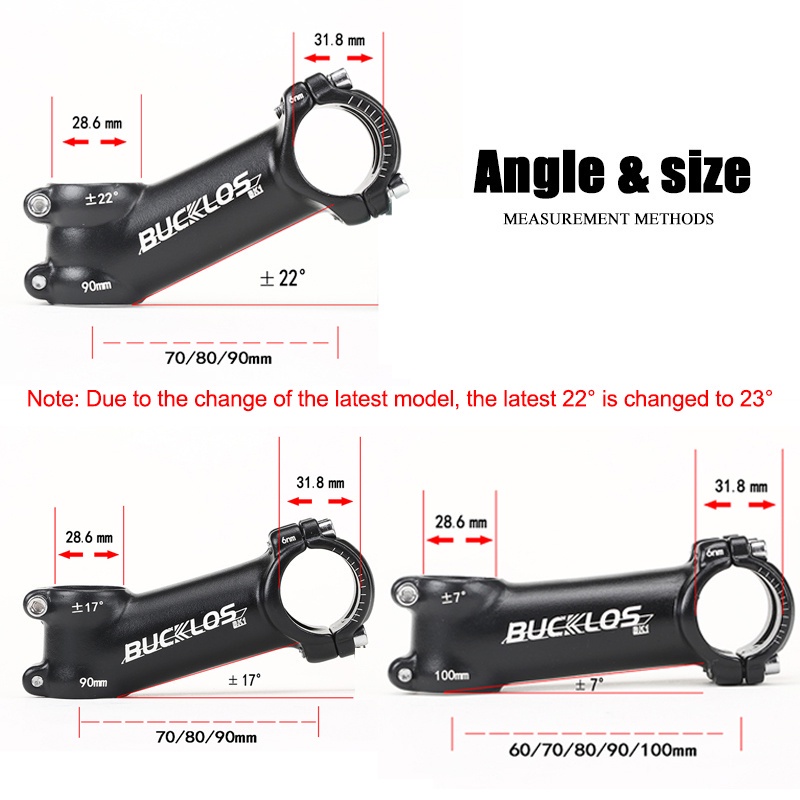 bucklos-7-17-23-องศา-mtb-มือจับอลูมิเนียมอลูมิเนียมอลูมิเนียมก้านจักรยาน-60-100-มม-ถนนจักรยานปั่นจักรยานชิ้นส่วน