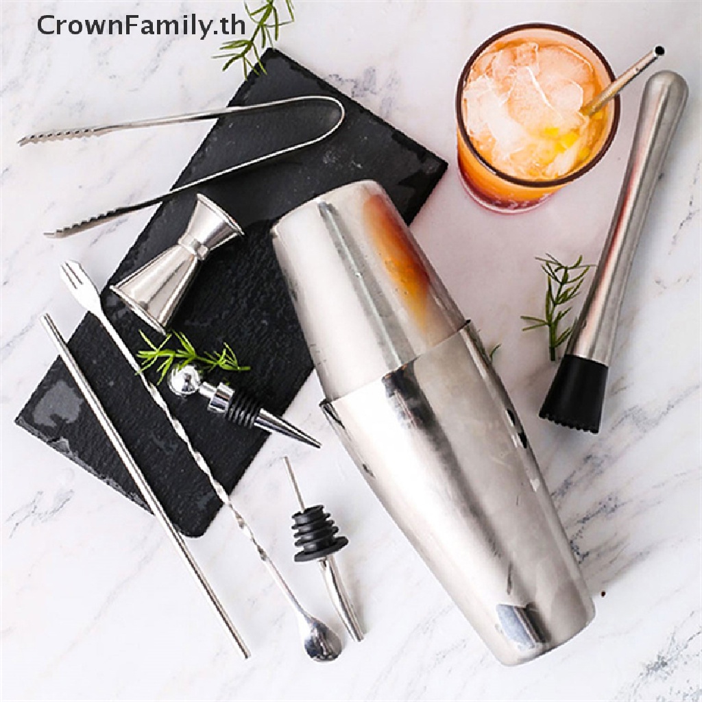 crownfamily-ชุดเครื่องมือผสมเครื่องดื่มค็อกเทล-บาร์เทนเดอร์-แบบสเตนเลสสตีล