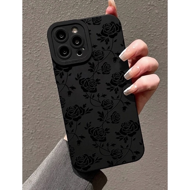 เคสไอโฟนดำด้านกุหลาบดำ-i6-14promax-case-iphone-เคสมือถือ-เคสด้าน-เคสดำ-เคสกุหลาบ-เคสดอกไม้-เคสลายดอก-ฮิต
