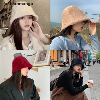 [fashionmango] ใหม่ พร้อมส่ง หมวกบักเก็ต ขนกระต่าย แบบนิ่ม ให้ความอบอุ่น แฟชั่นฤดูหนาว สําหรับผู้หญิง