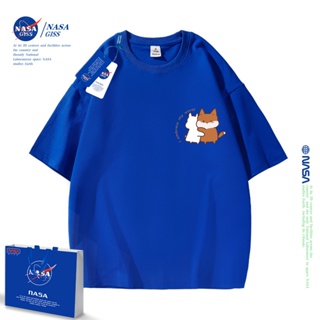 NASA ร่วมแบรนด์ Klein เสื้อยืดแขนสั้นสีน้ำเงินหญิงฤดูร้อนวิทยาลัยสไตล์โรงเรียนมัธยมชุดนักเรียนระดับบนสุดปรับแต่งน้ำ_21