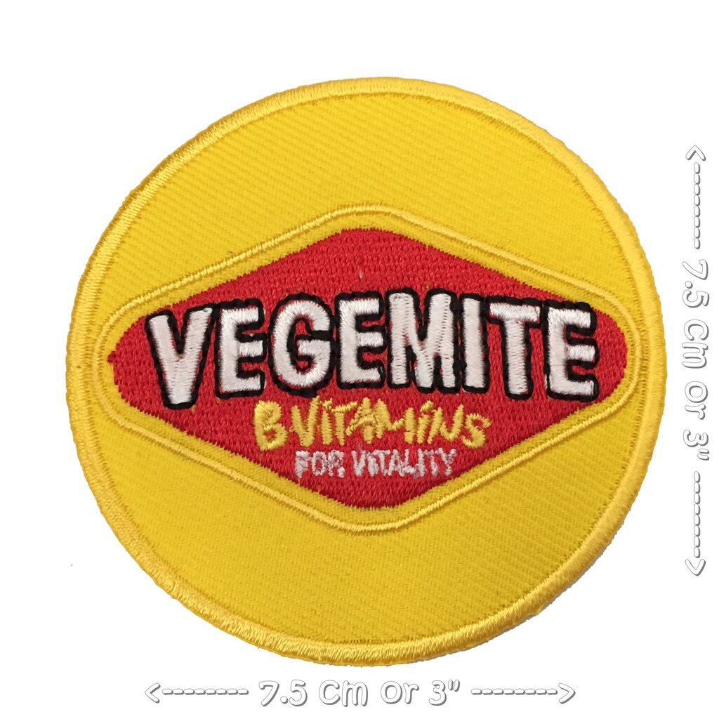 โลโก้-vegemite-ตัวรีดติดเสื้อ-อาร์มรีด-อาร์มปัก-ตกแต่งเสื้อผ้า-หมวก-กระเป๋า-แจ๊คเก็ตยีนส์-hipster-embroidered-iron-on