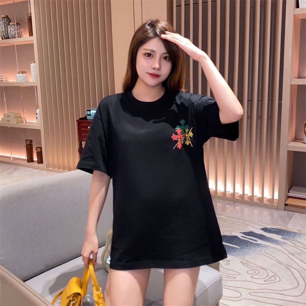 เสื้อยืดแขนสั้นลําลอง-ผ้าฝ้ายแท้-ทรงหลวม-พิมพ์ลายตัวอักษร-สีสันสดใส