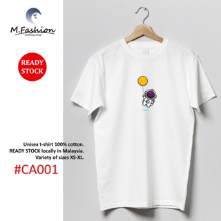 READY STOCK Cute NASA Astronaut Women Men kids Unisex T-shirt 100% Cotton Short Sleeve Shirt Tee Round Neck_30