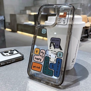 เคสโทรศัพท์มือถือแบบนิ่ม TPU ใส กันกระแทก ลายบล็อก สําหรับ IPhone 14 11 13 12 Pro XS Max X XR 7 8 6 6S Plus
