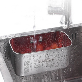 Square Filter Basket For Sink 304 Stainless Steel Colander Strainer Over The Sink Vegtable Fruit Kitchen Sink Strainer