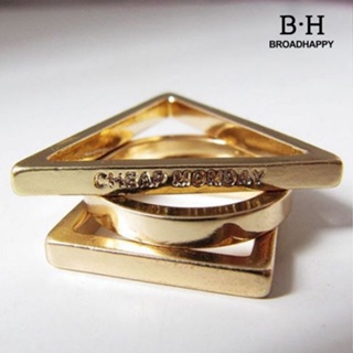 Bh.b ชุดแหวนวงกลม สามเหลี่ยม เรขาคณิต สีทอง น่ารัก สําหรับผู้หญิง 3 ชิ้น